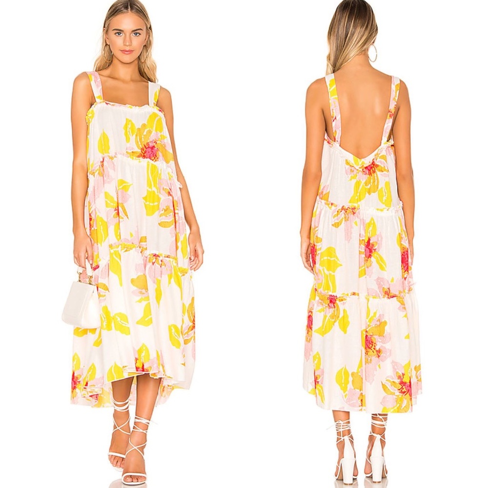 Free People Revolve Moonshine Linen Midi Dress NWT